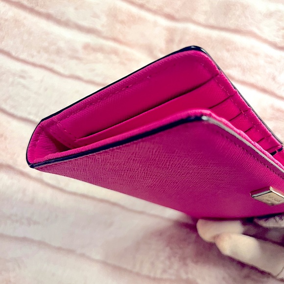 Kate Spade New York Hot Pink Saffiano Leather Snap Bifold Wallet (GUC) - Picture 7 of 12